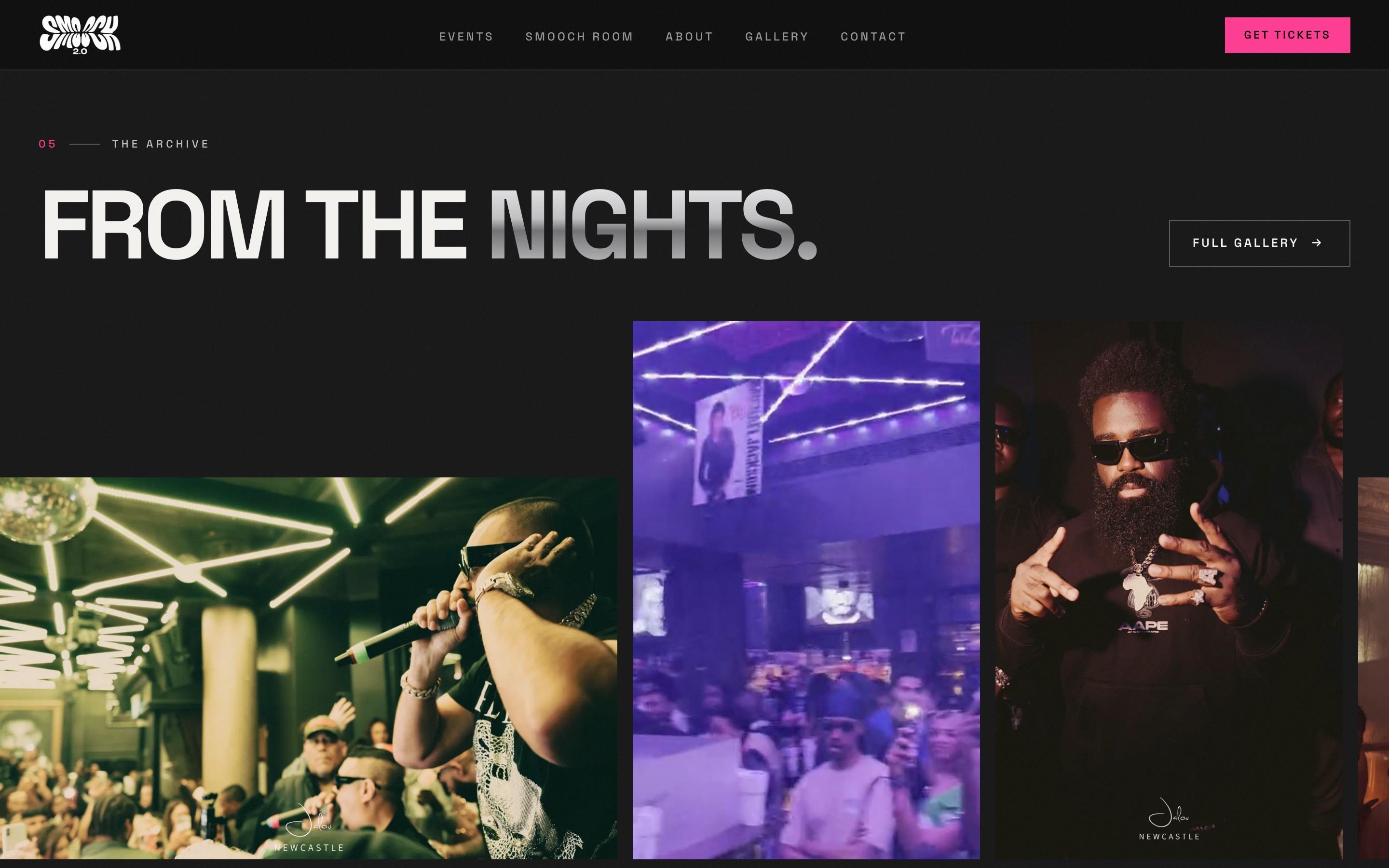 From the Nights: a gallery strip of photos from Smooch events