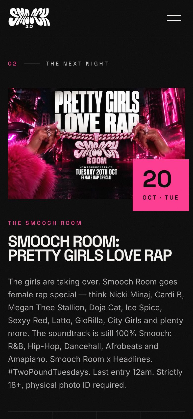 The next event with its artwork and date on a phone